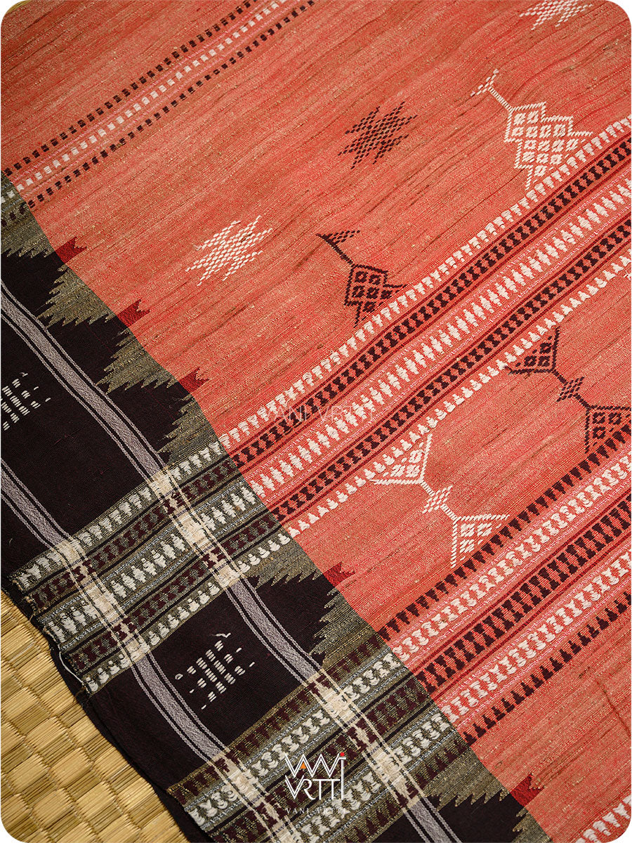 Kumkum Red Ganga Jamuna Ghiccha Tussar Cotton Masterweave Kotpad Saree