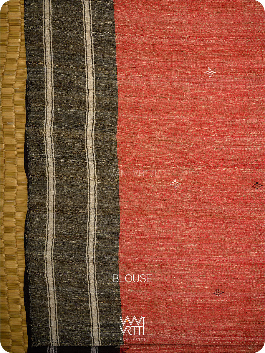 Kumkum Red Ganga Jamuna Ghiccha Tussar Cotton Masterweave Kotpad Saree