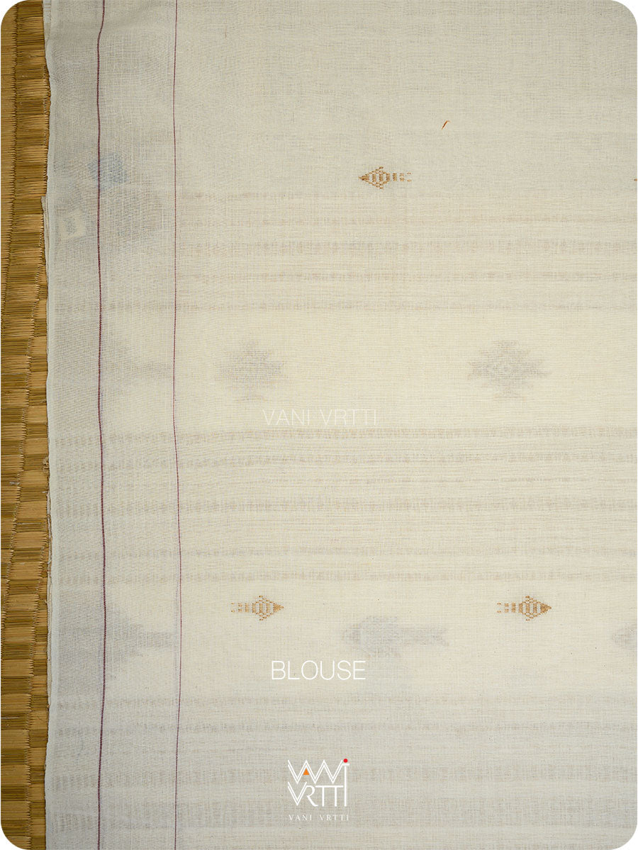 Off White Fine Tussar Fish Masterweave Kotpad Saree