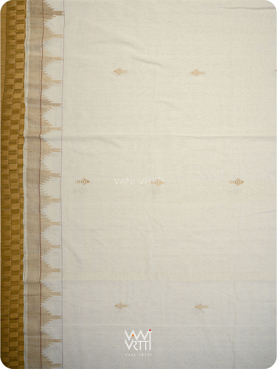 Off White Fine Tussar Fish Masterweave Kotpad Saree