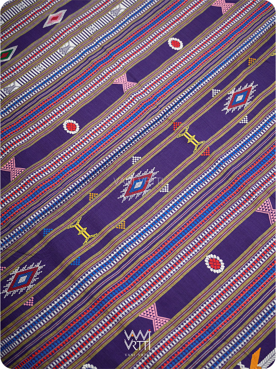 Purple Yellow Cotton Ganjam Bomkai Saree