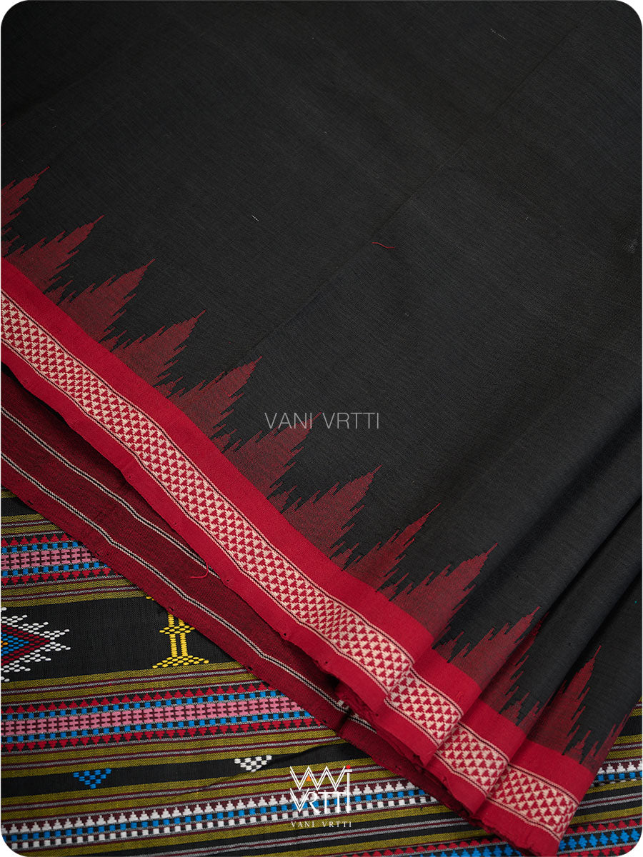 Black Cotton Ganjam Bomkai Saree