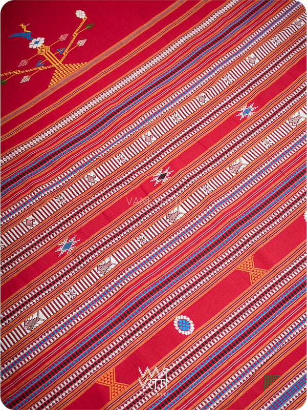 Red Black Bomkai Ganjam Cotton Saree