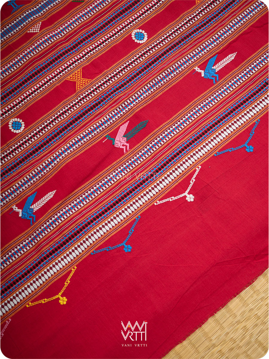 Red Black Bomkai Ganjam Cotton Saree