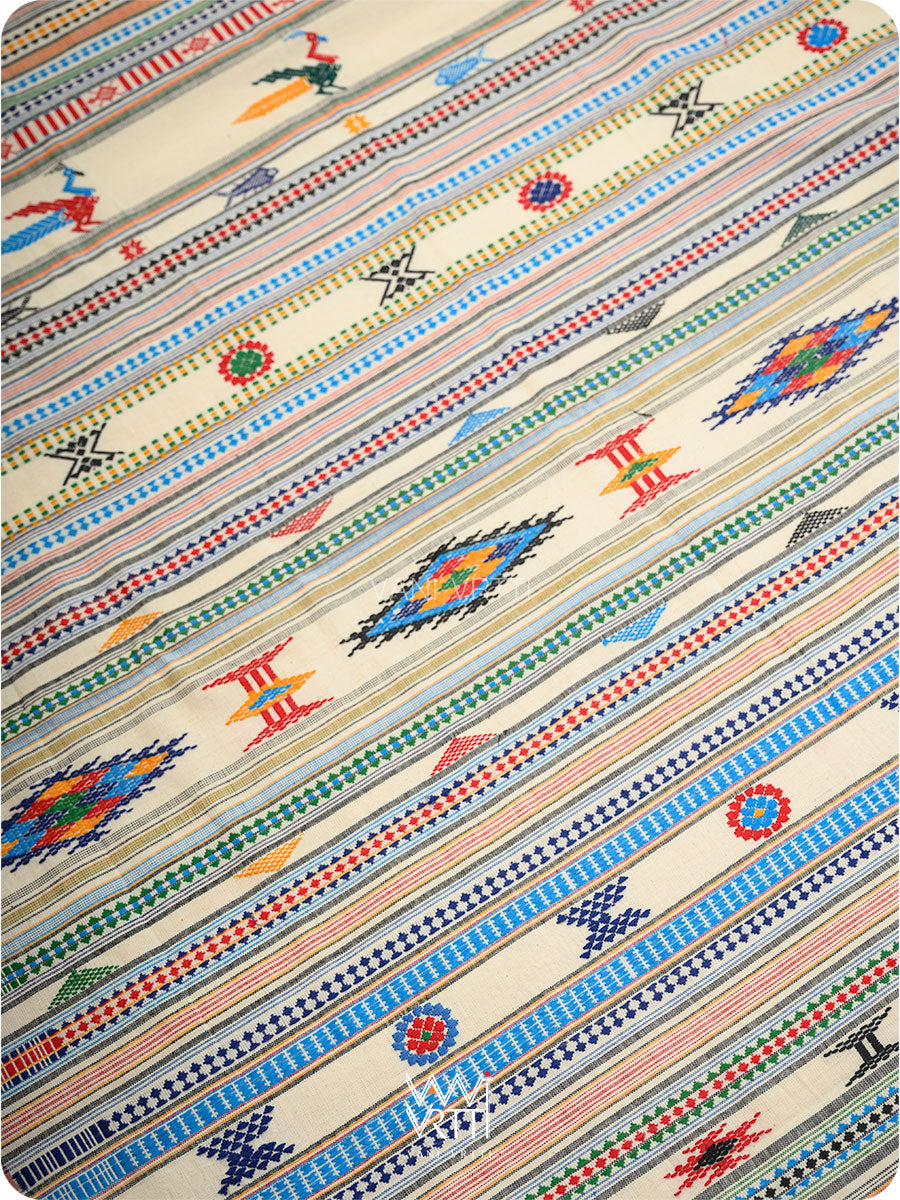 Off White Cotton Bomkai Saree