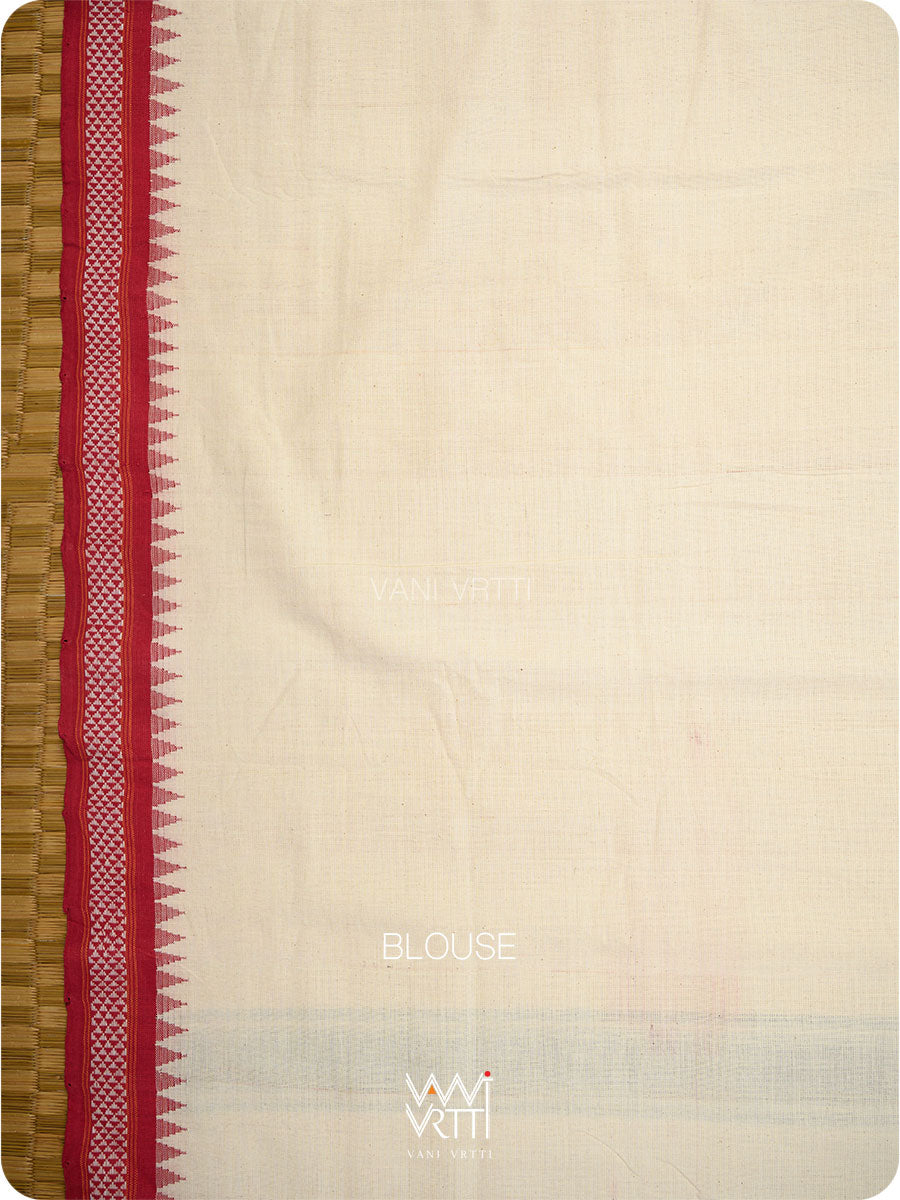 Off White Cotton Bomkai Saree
