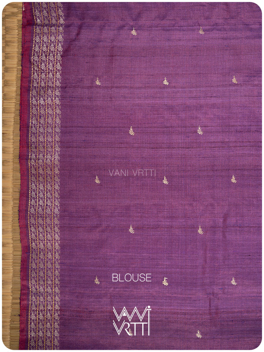 Space Blue Purple Nightingale Master Weave Exclusive Handspun Tussar Silk Saree