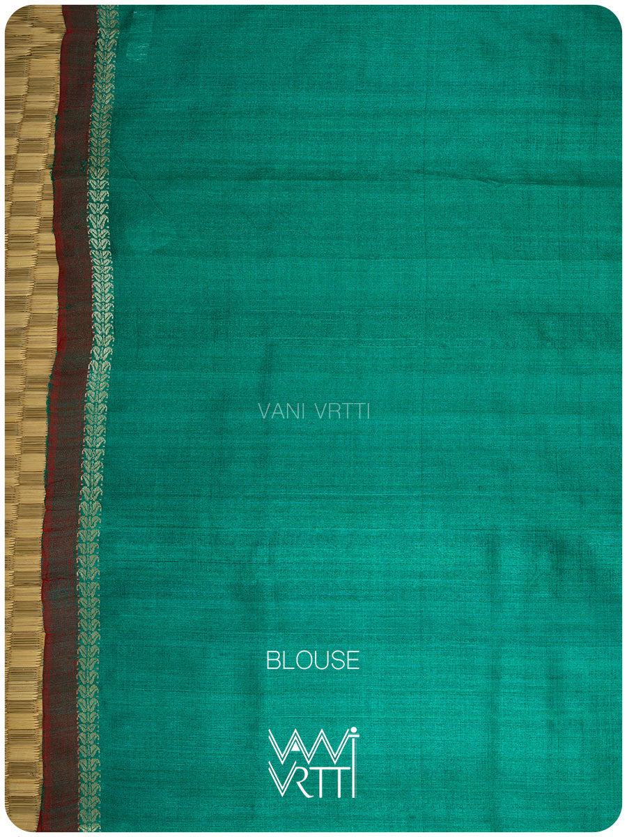 Sea Green Ashok Phool Ikat Handspun Tussar Silk Saree