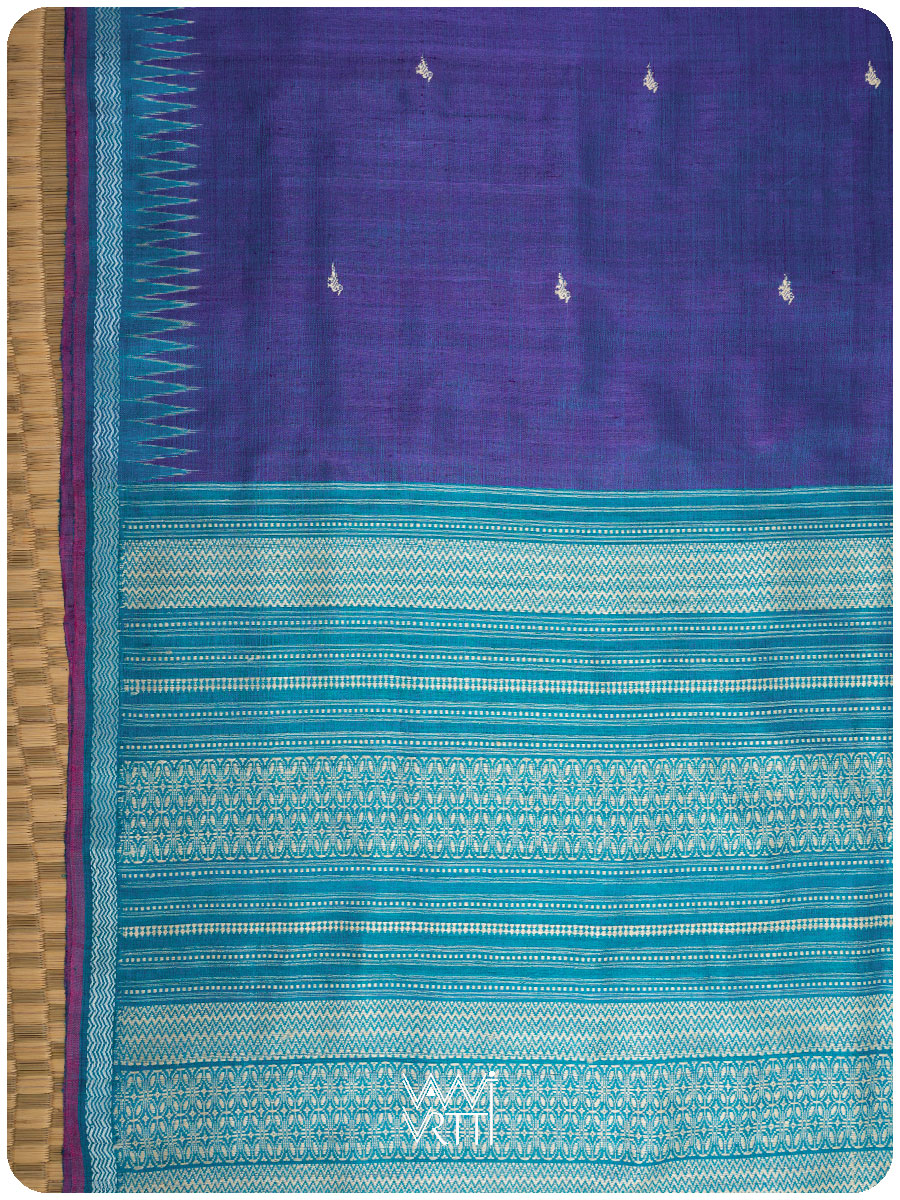 Purple Firozi Nabh Handspun Tussar Silk Saree