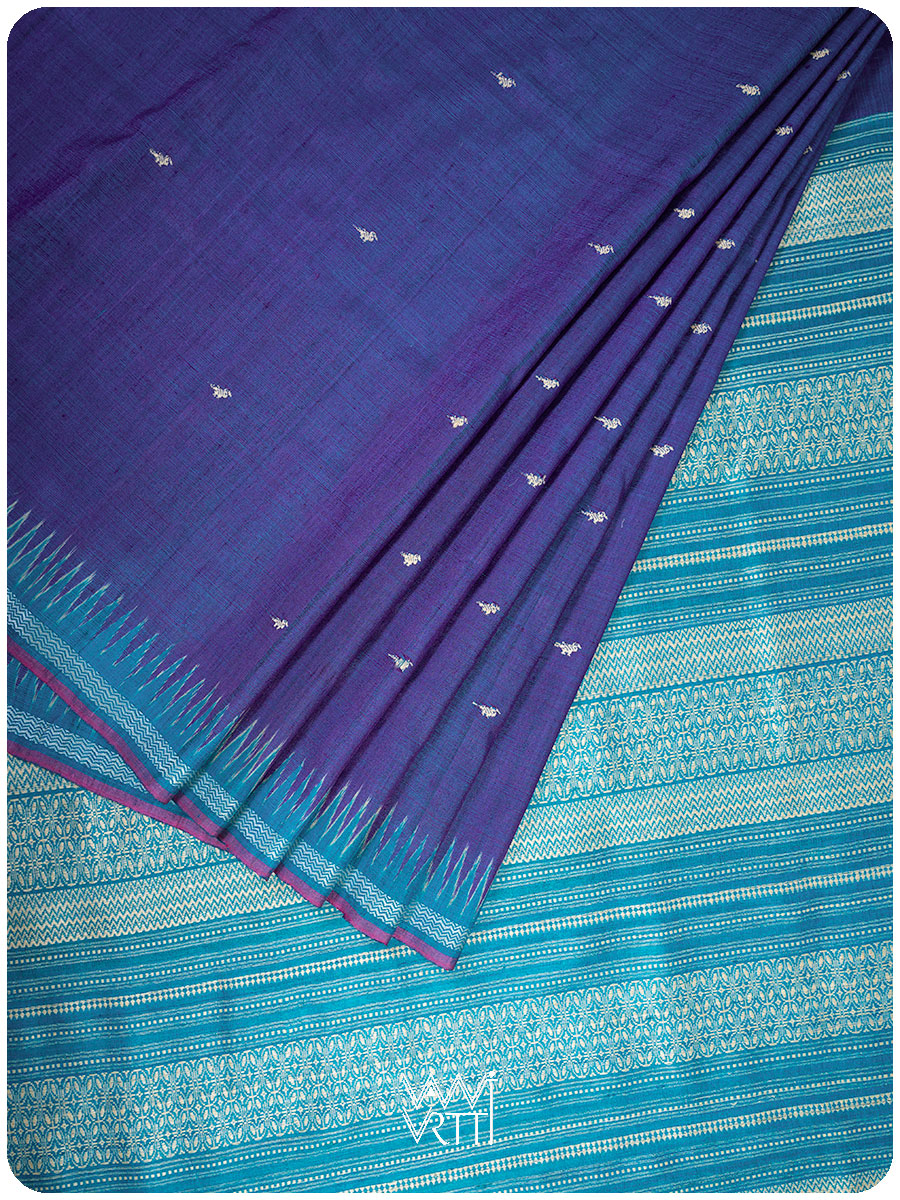Purple Firozi Nabh Handspun Tussar Silk Saree