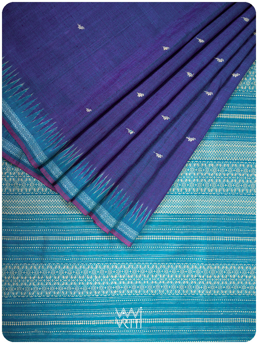 Purple Firozi Nabh Handspun Tussar Silk Saree