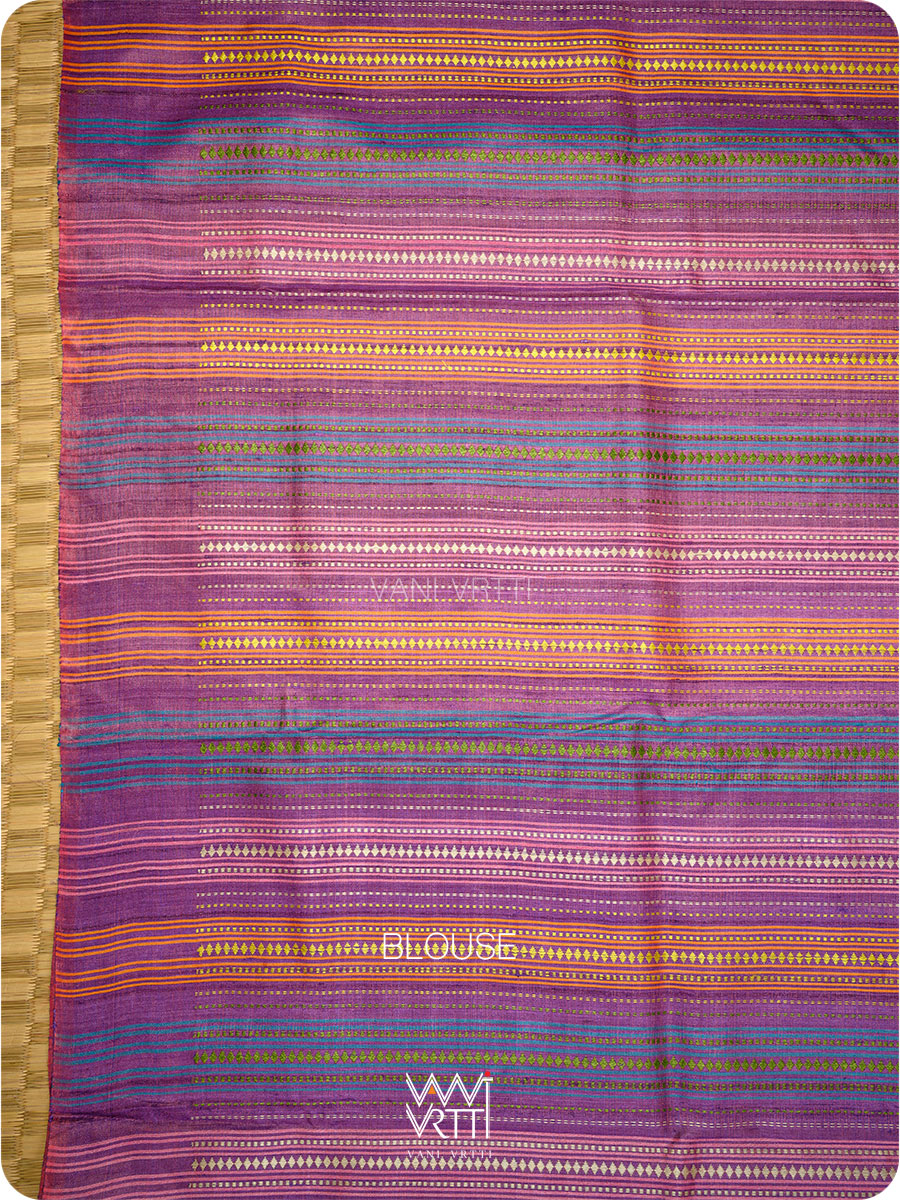 Reddish Purple Chilika Master Weave Exclusive Handspun Tussar Silk Saree