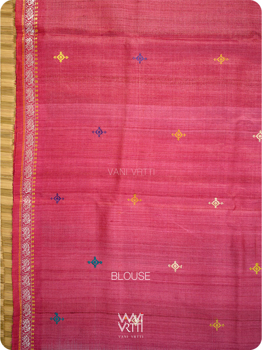 Blouse piece in pink handspun tussar silk, matched to Konark saree