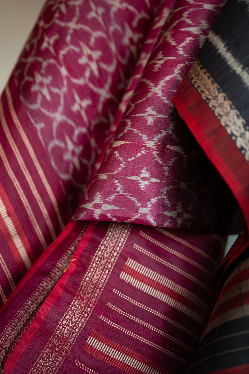 Ikat Tussar Silk Saris