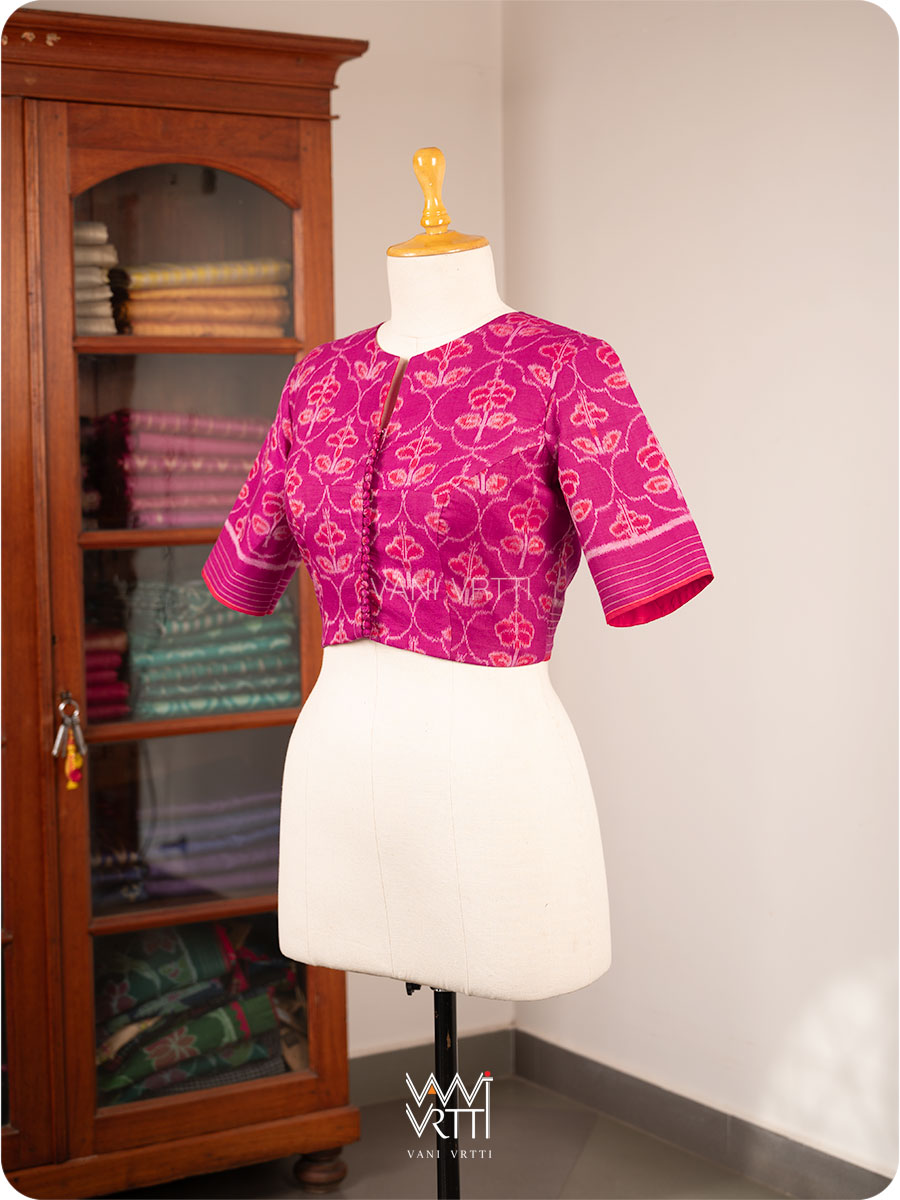 Purplish Pink Laal Jaba Cotton Ikat Blouse
