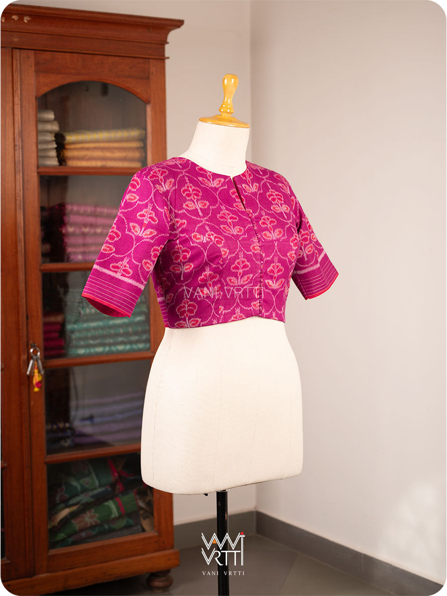 Purplish Pink Laal Jaba Cotton Ikat Blouse