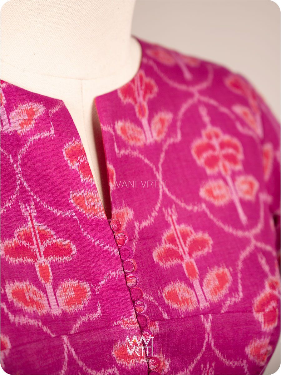 Purplish Pink Laal Jaba Cotton Ikat Blouse