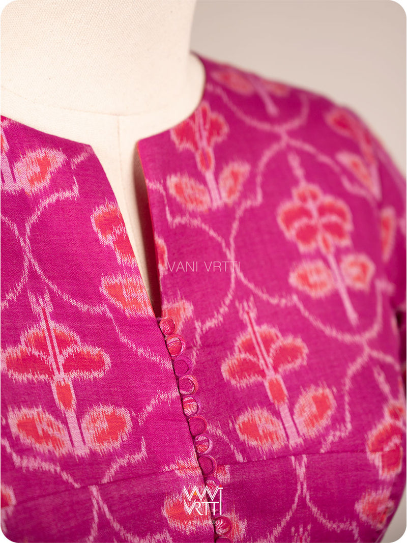 Purplish Pink Laal Jaba Cotton Ikat Blouse