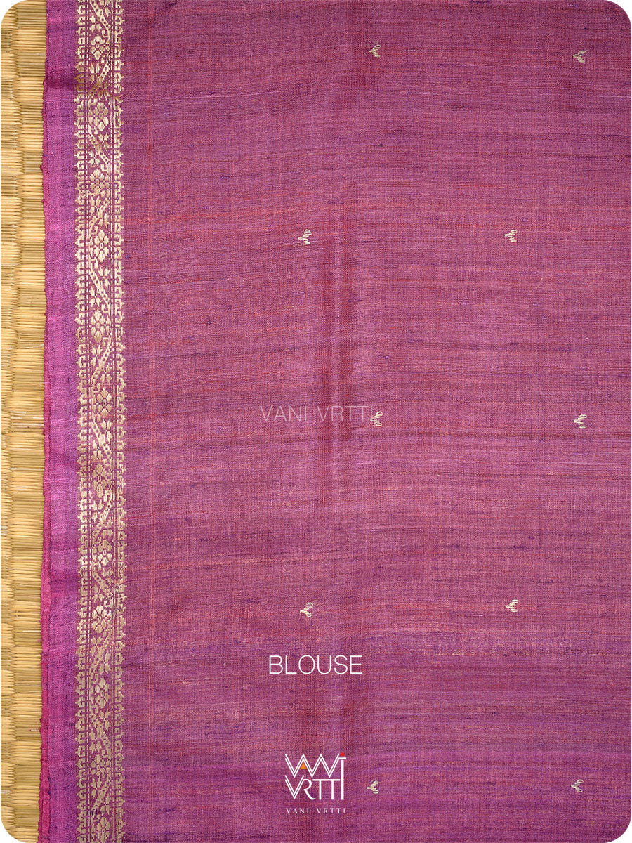 Rose Pink Purple Madhumalati Handspun Tussar Silk Saree