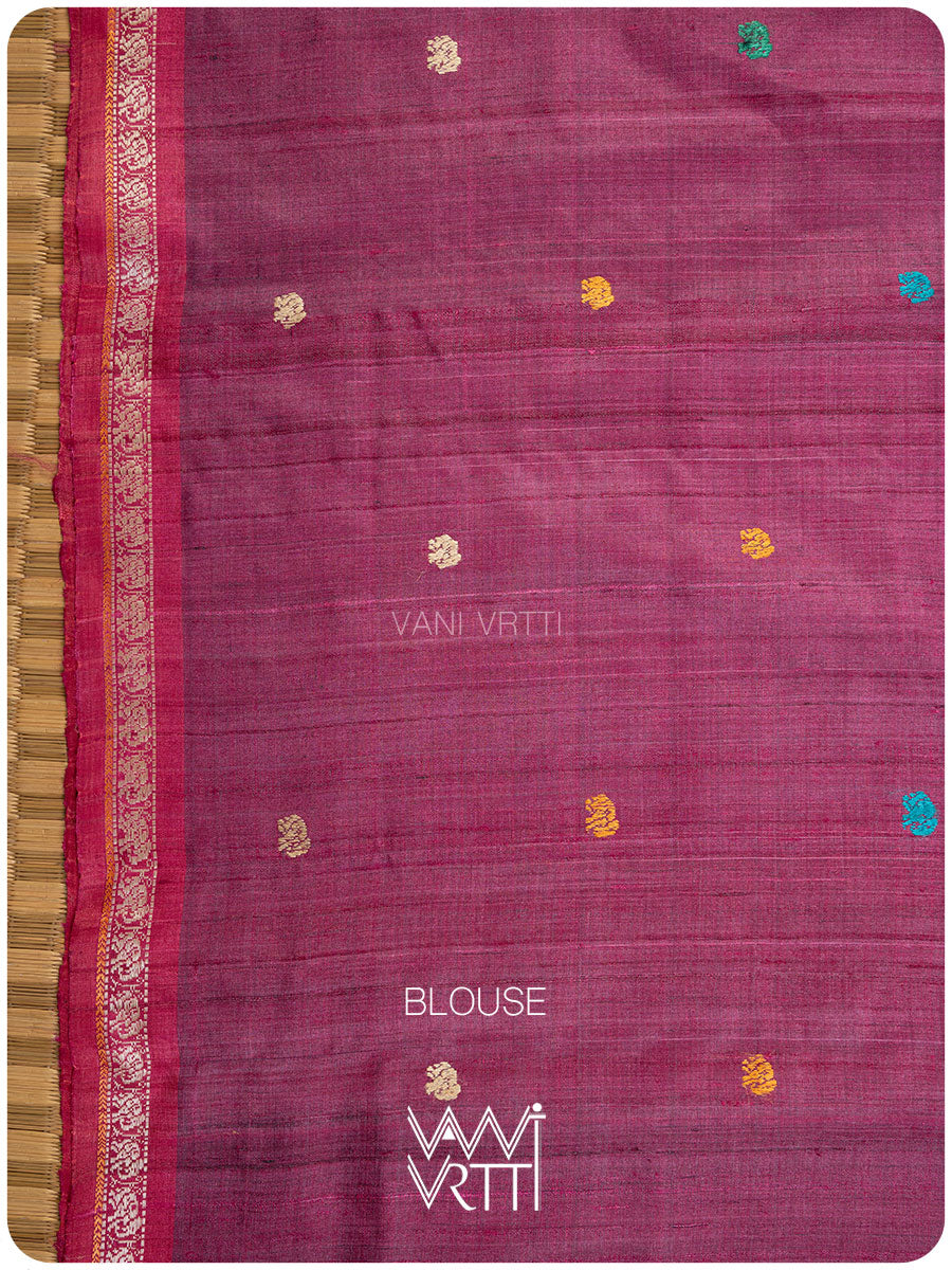 Blouse piece in pink tussar silk, matched to the Konark saree
