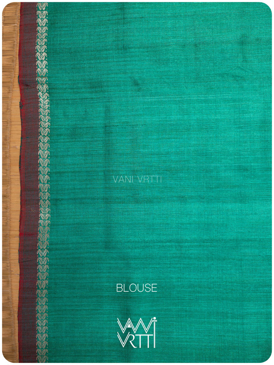 Green Santati Ikat Handspun Tussar Silk Saree