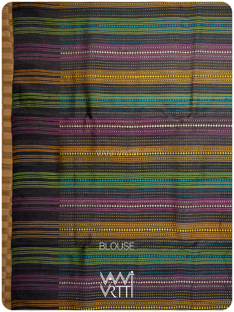 Slate Black Chilika Master Weave Exclusive Handspun Tussar Silk Saree