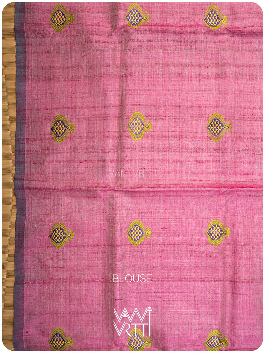 Off White Pomegranate Jaal Handspun Tussar Silk Saree