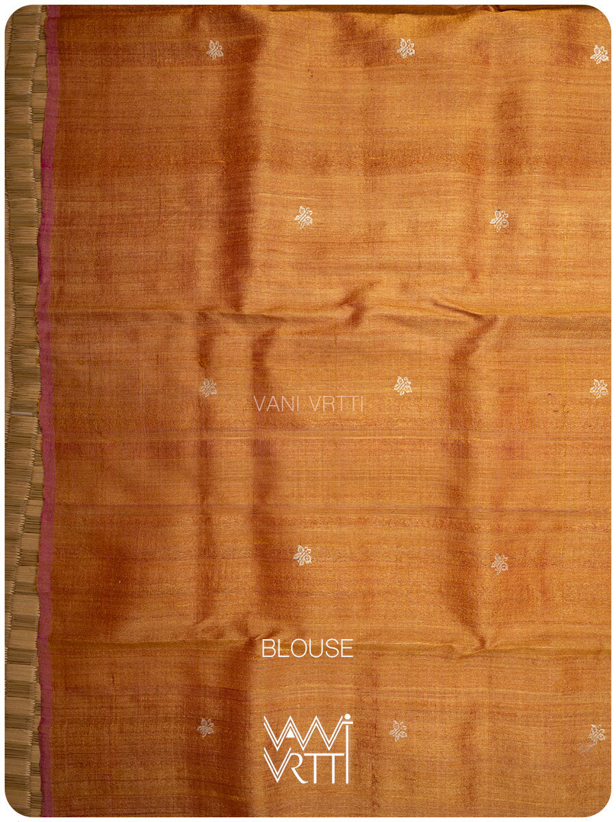 Purple Rust Nabh Butterfly Handspun Tussar Silk Sari