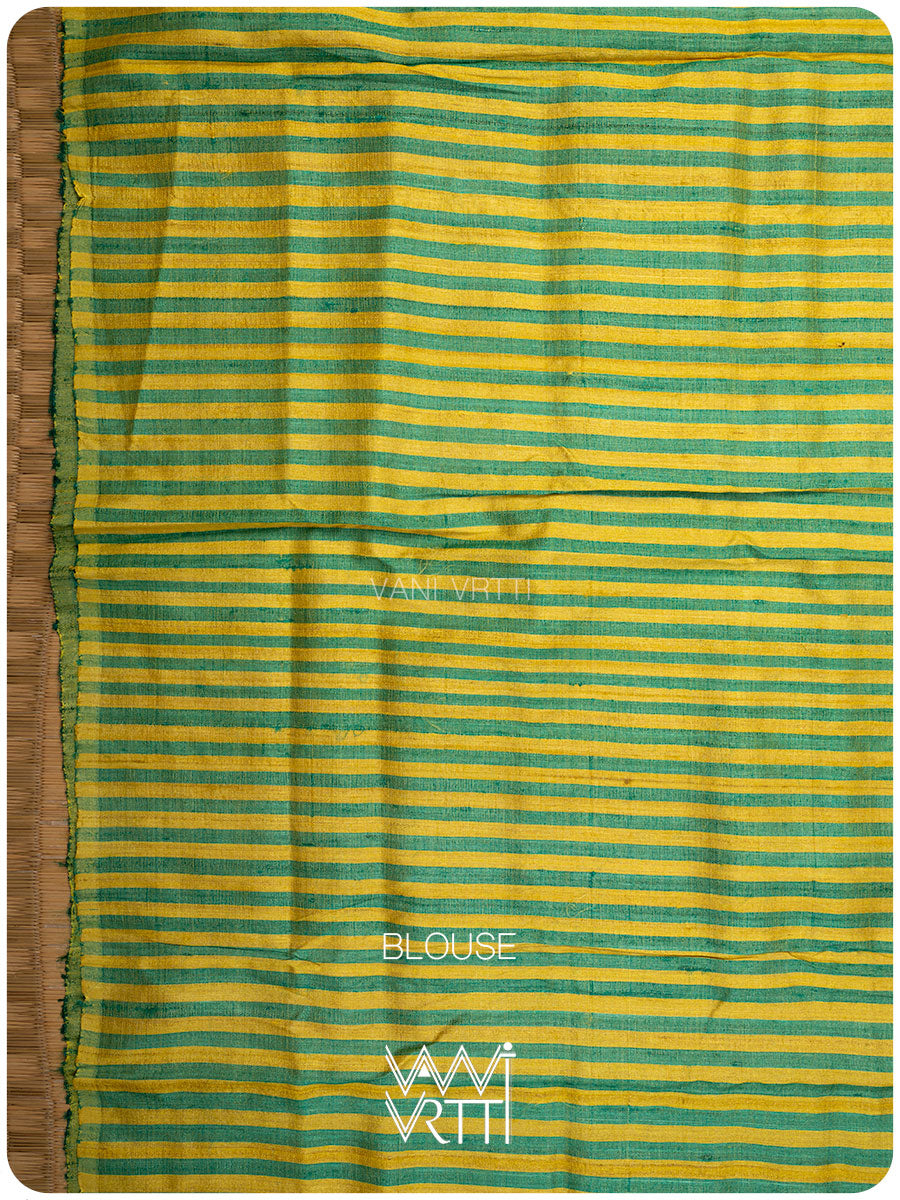 Banana Yellow Deomali Kondha Handspun Tussar Silk Sari