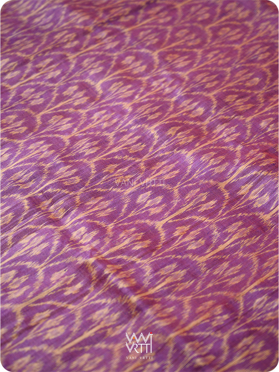 Purple pink Iris Ikat Handspun Tussar Silk Saree