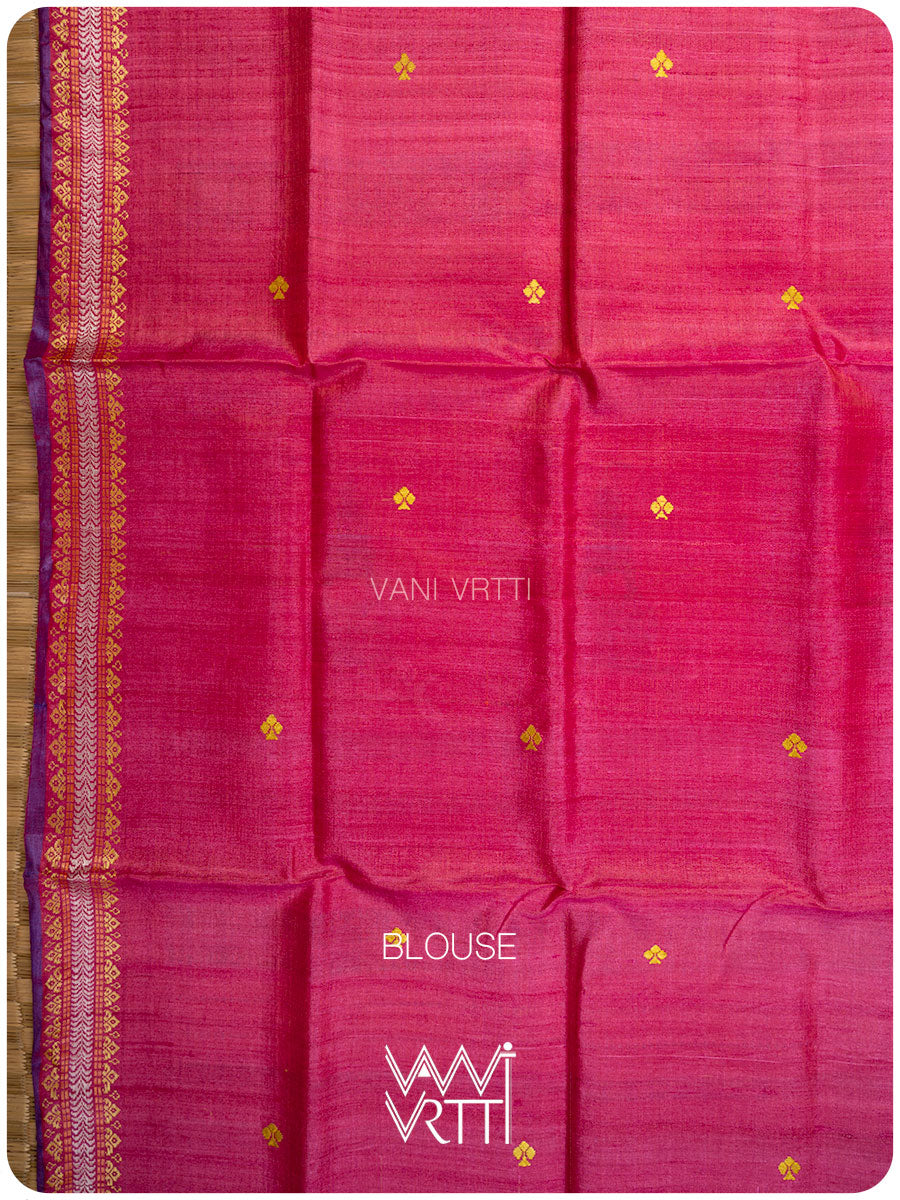 Yellow Tree of Life Handspun Tussar Silk Saree
