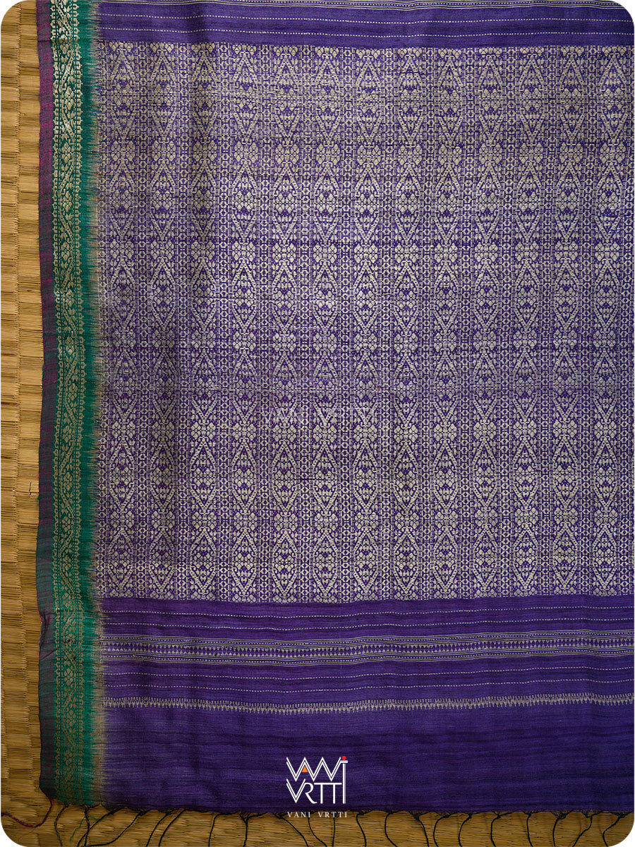 Baingani Emerald Madhumalati Handspun Tussar Silk Saree