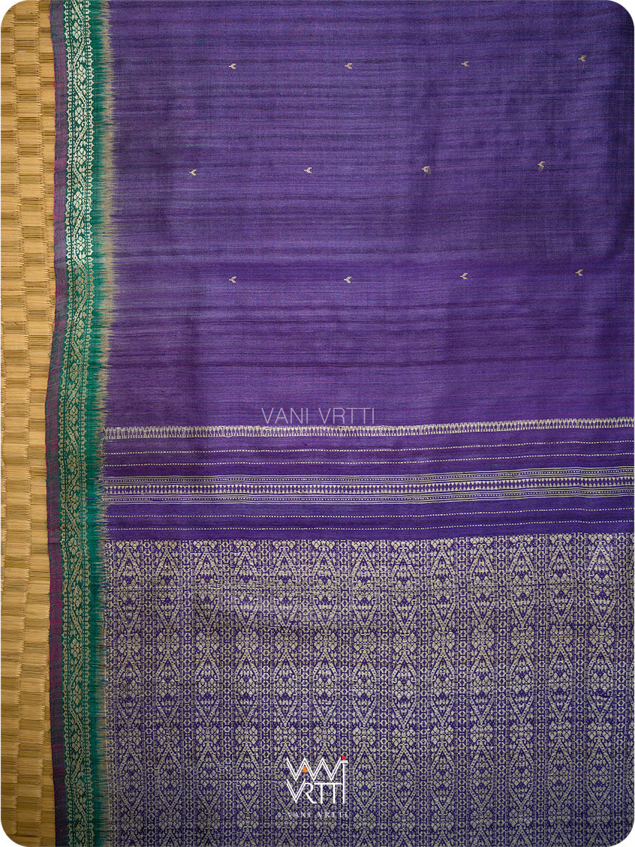 Baingani Emerald Madhumalati Handspun Tussar Silk Saree