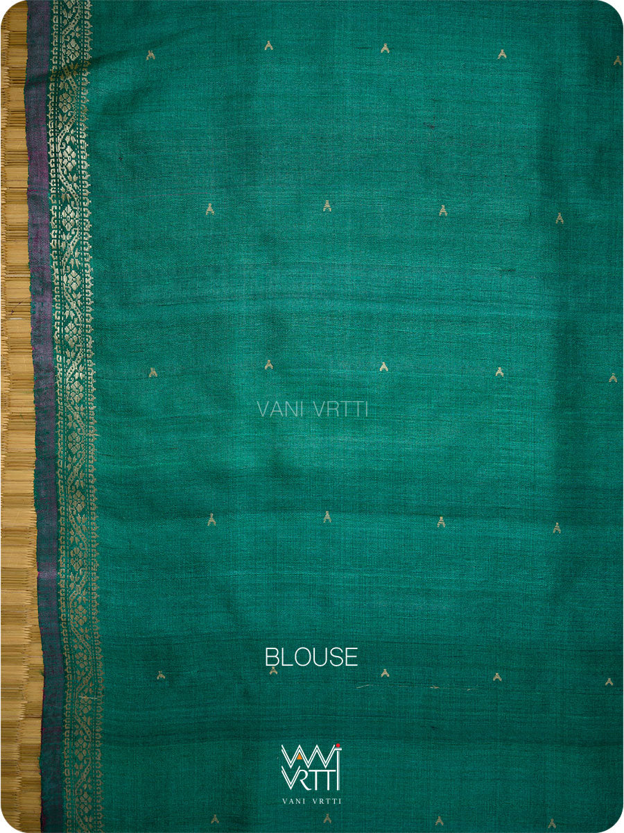 Baingani Emerald Madhumalati Handspun Tussar Silk Saree