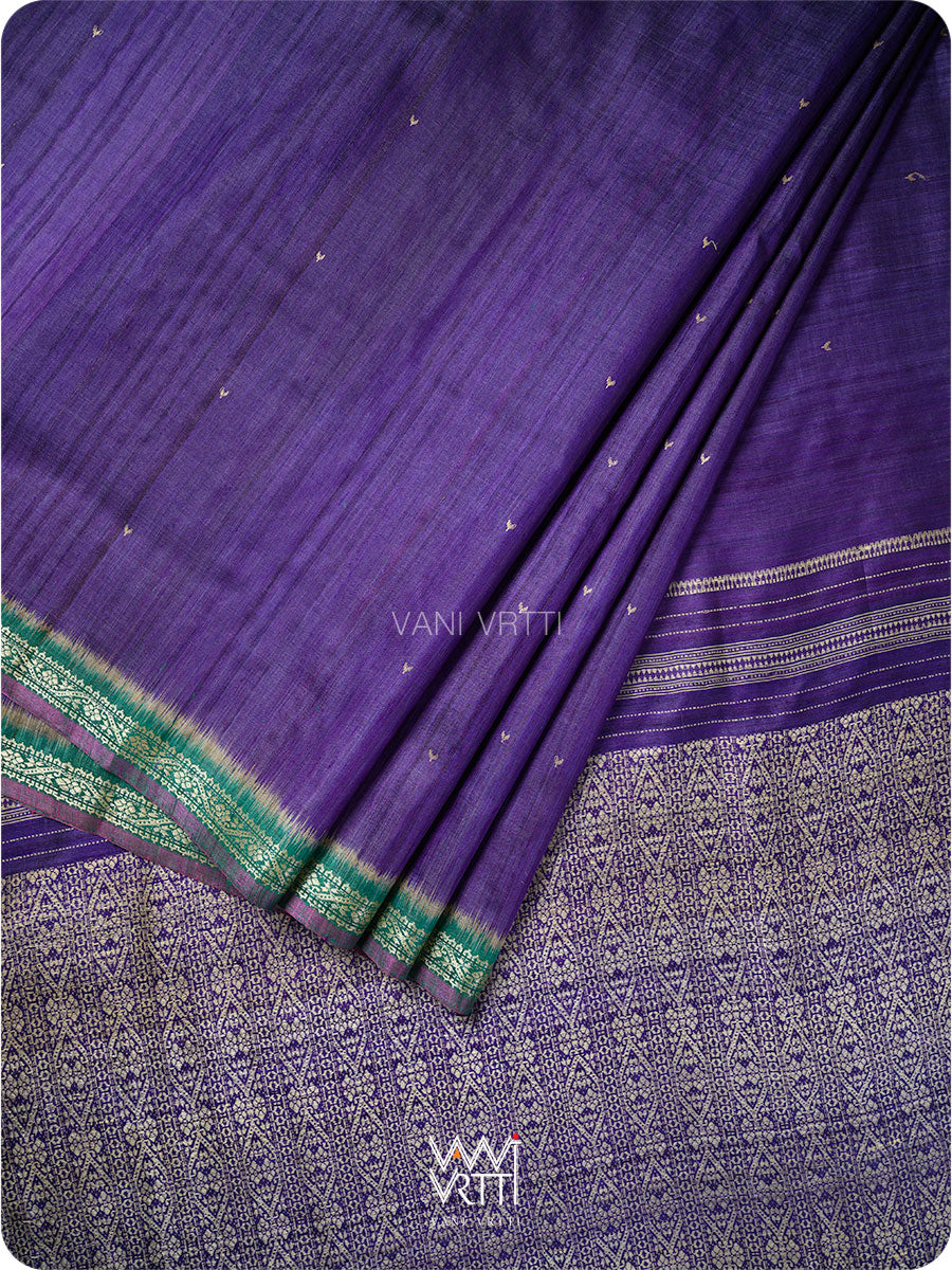 Baingani Emerald Madhumalati Handspun Tussar Silk Saree