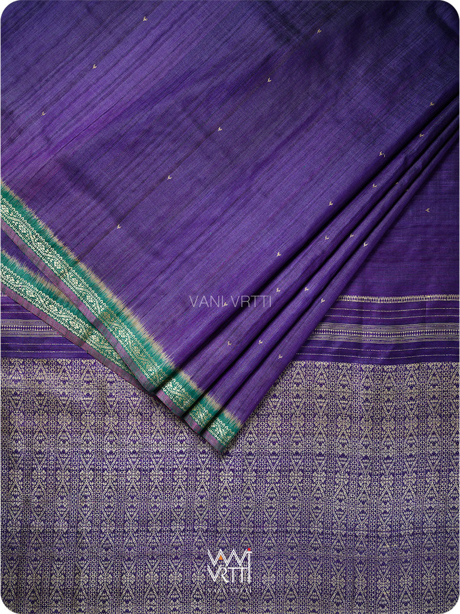 Baingani Emerald Madhumalati Handspun Tussar Silk Saree