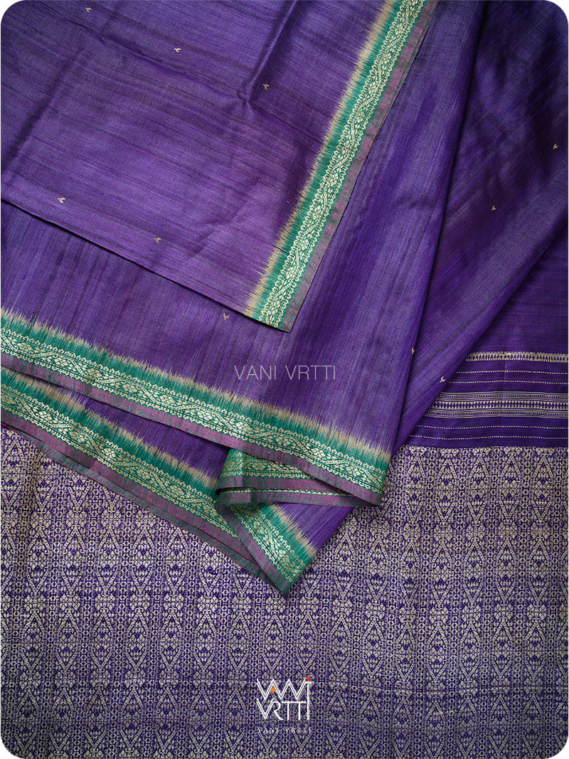Baingani Emerald Madhumalati Handspun Tussar Silk Saree