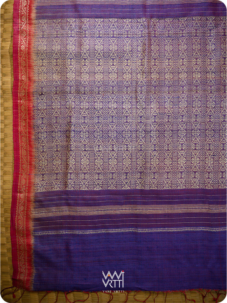 Ink Blue Madhumalati Handspun Tussar Silk Saree