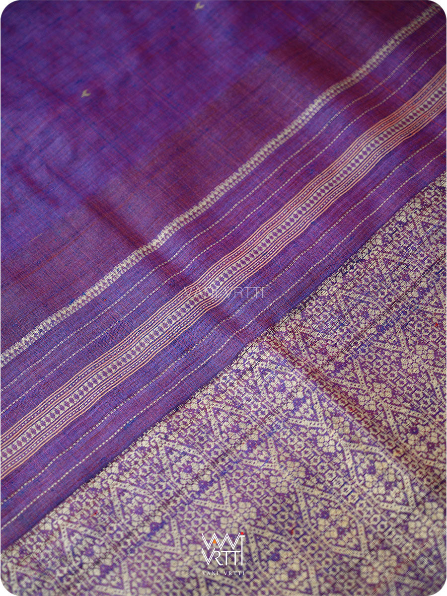 Ink Blue Madhumalati Handspun Tussar Silk Saree