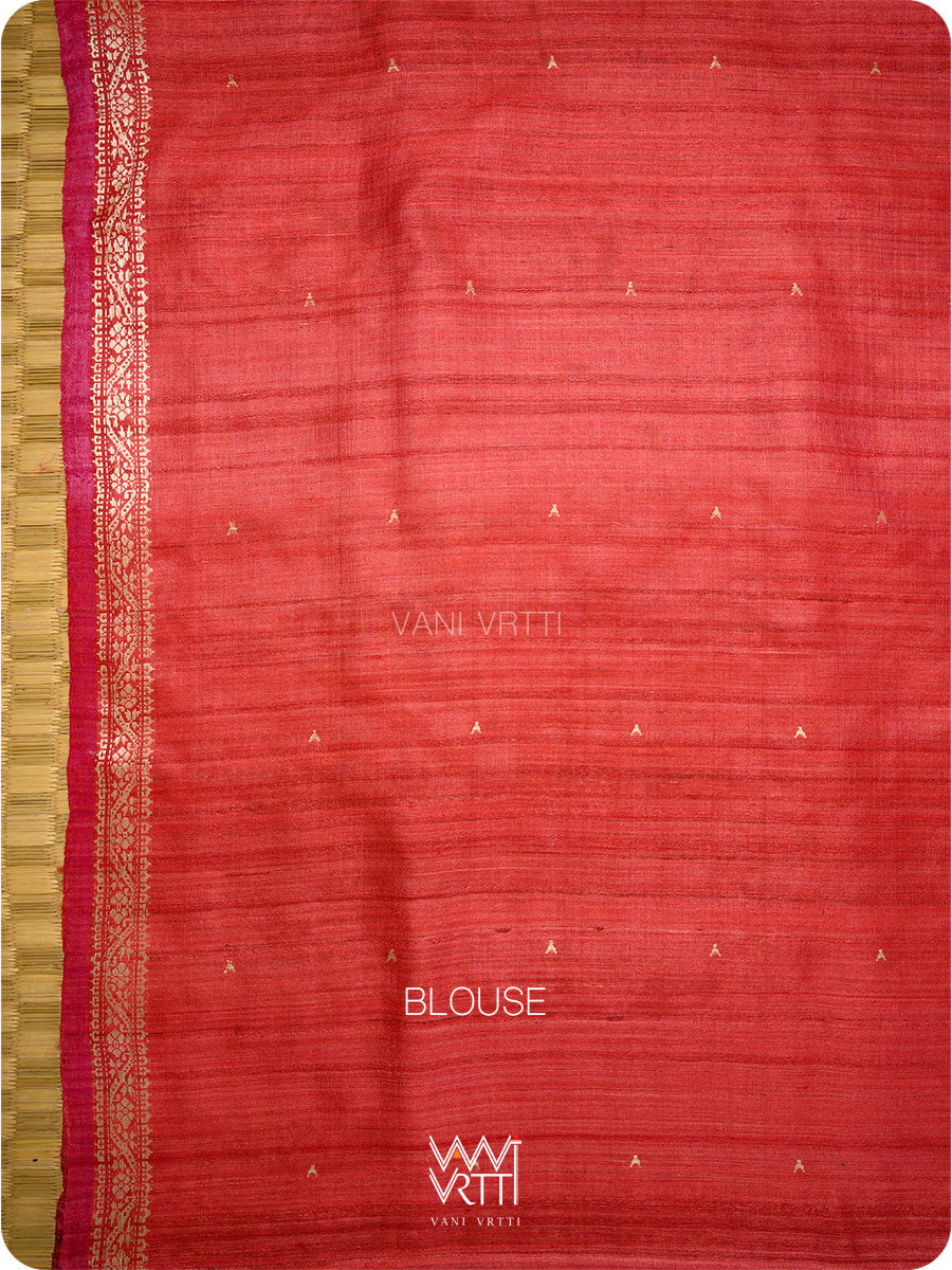 Ink Blue Madhumalati Handspun Tussar Silk Saree