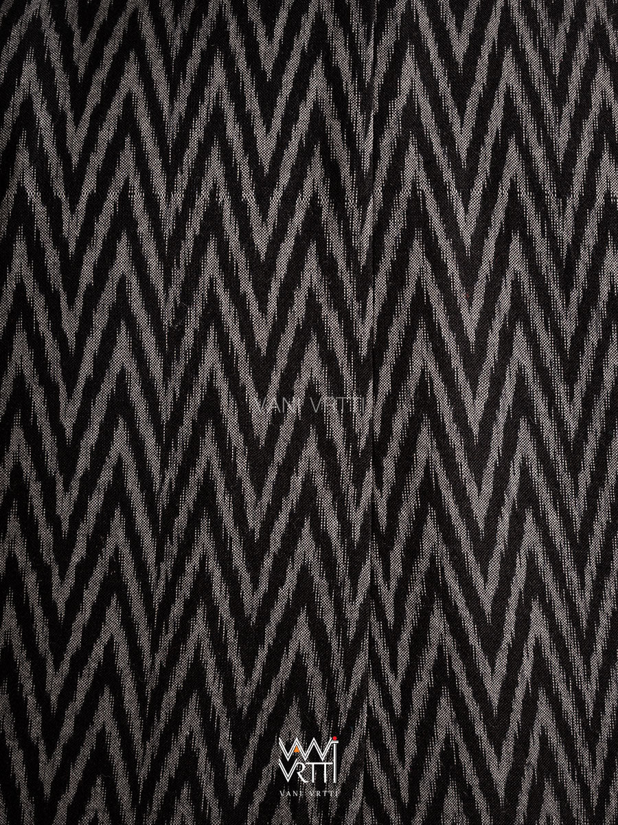 Black Lotus Parrot Reversible Zig Zag Ikat Overlap Waist Length Jacket