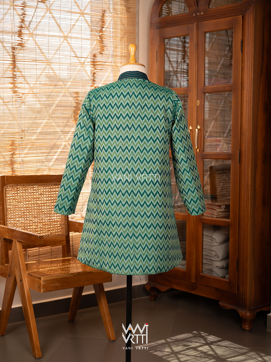 Banana Tree Reversible Zig Zag Ikat Kimono Collar Tunic Jacket
