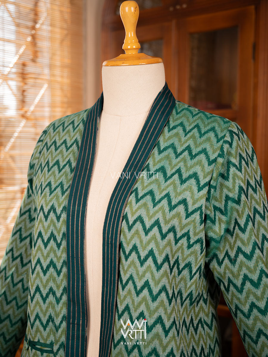 Banana Tree Reversible Zig Zag Ikat Kimono Collar Tunic Jacket