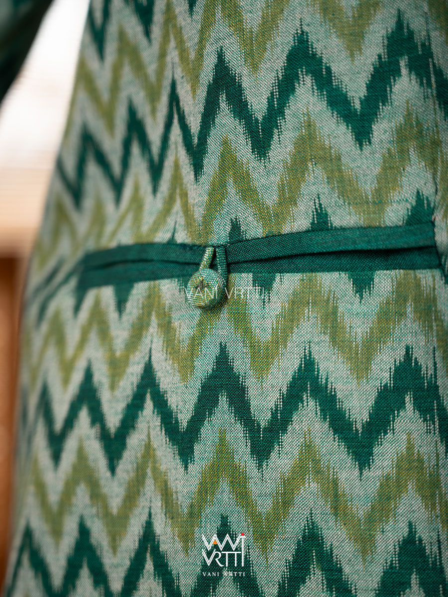 Banana Tree Reversible Zig Zag Ikat Kimono Collar Tunic Jacket