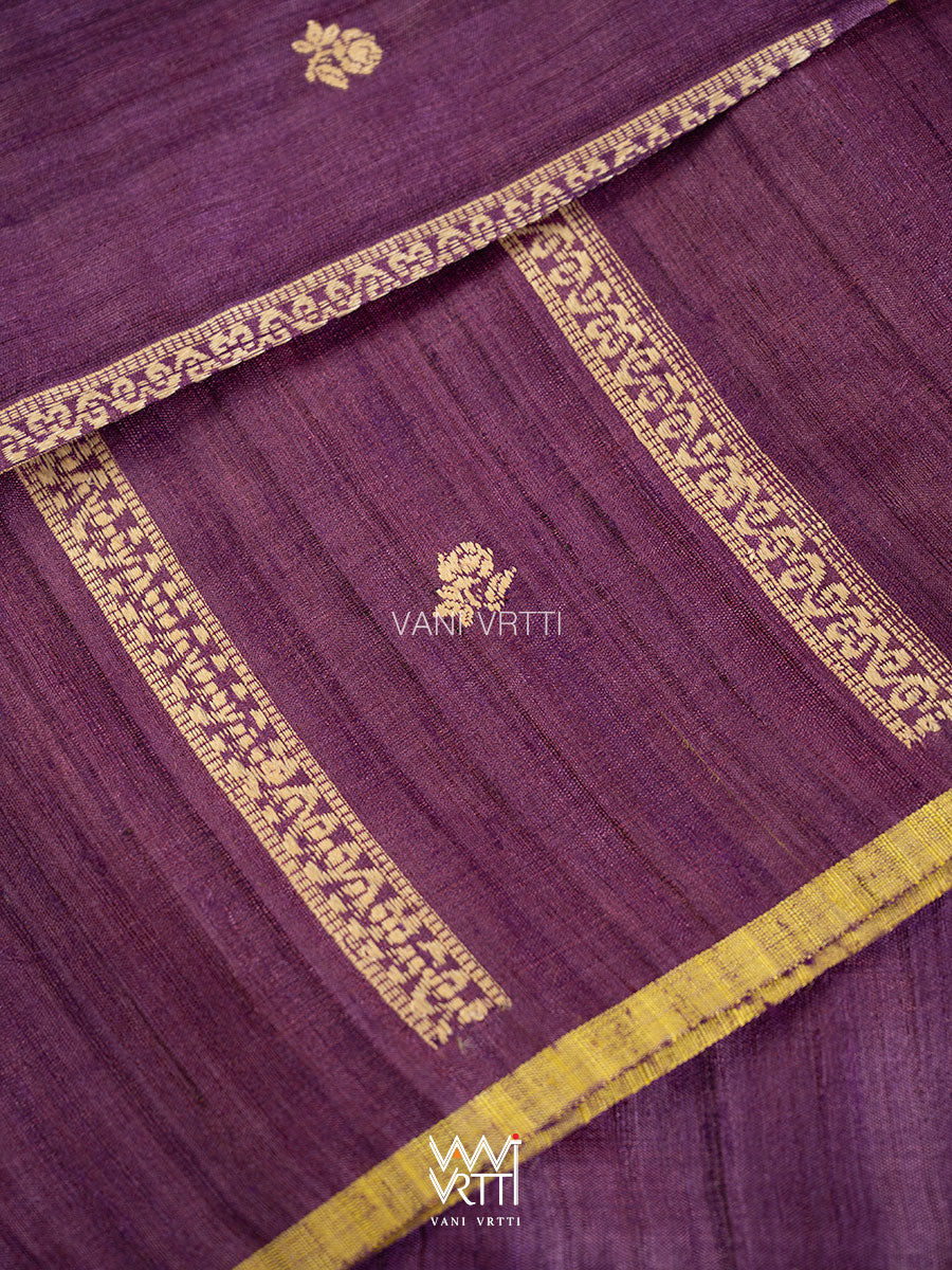 Deep Purple Gulab Jaal Master Weave Exclusive Handspun Tussar Silk Saree