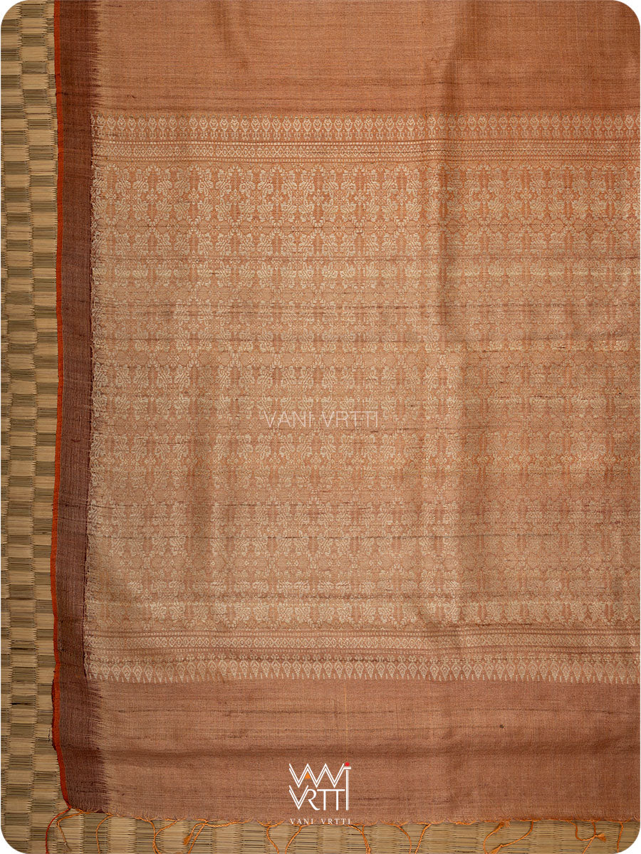 Light brown Nabh Butterfly Handspun Tussar Silk Saree