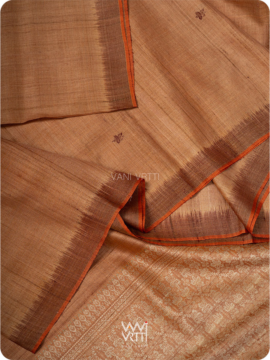 Light brown Nabh Butterfly Handspun Tussar Silk Saree