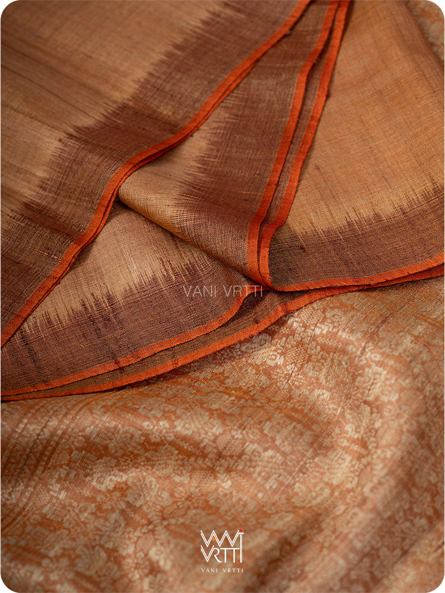 Light brown Nabh Butterfly Handspun Tussar Silk Saree