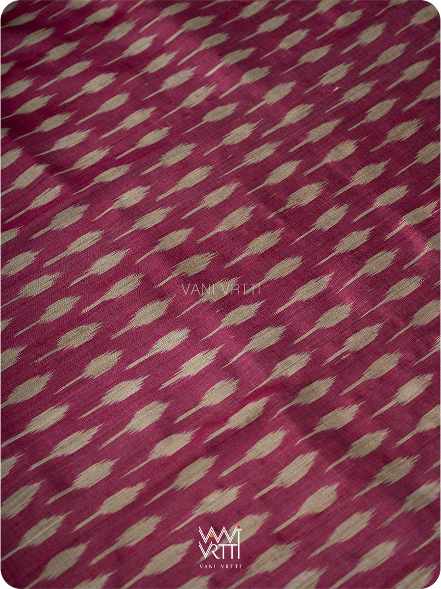 Burgundi Pink Kadamba Ikat Handspun Tussar Silk Saree