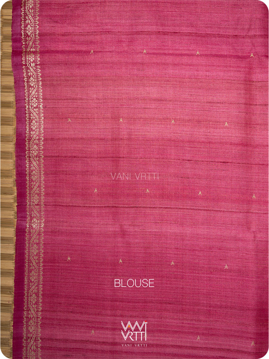 Purple Pink Madhumalati Handspun Tussar Silk Saree